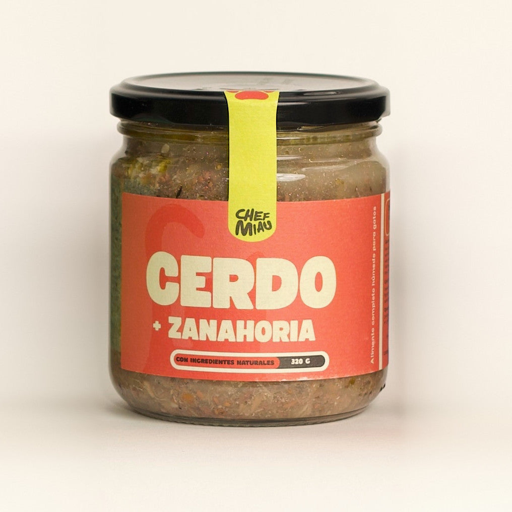 Tarro de comida para gatos Chef Miau Cerdo con zanahoria, 320 g